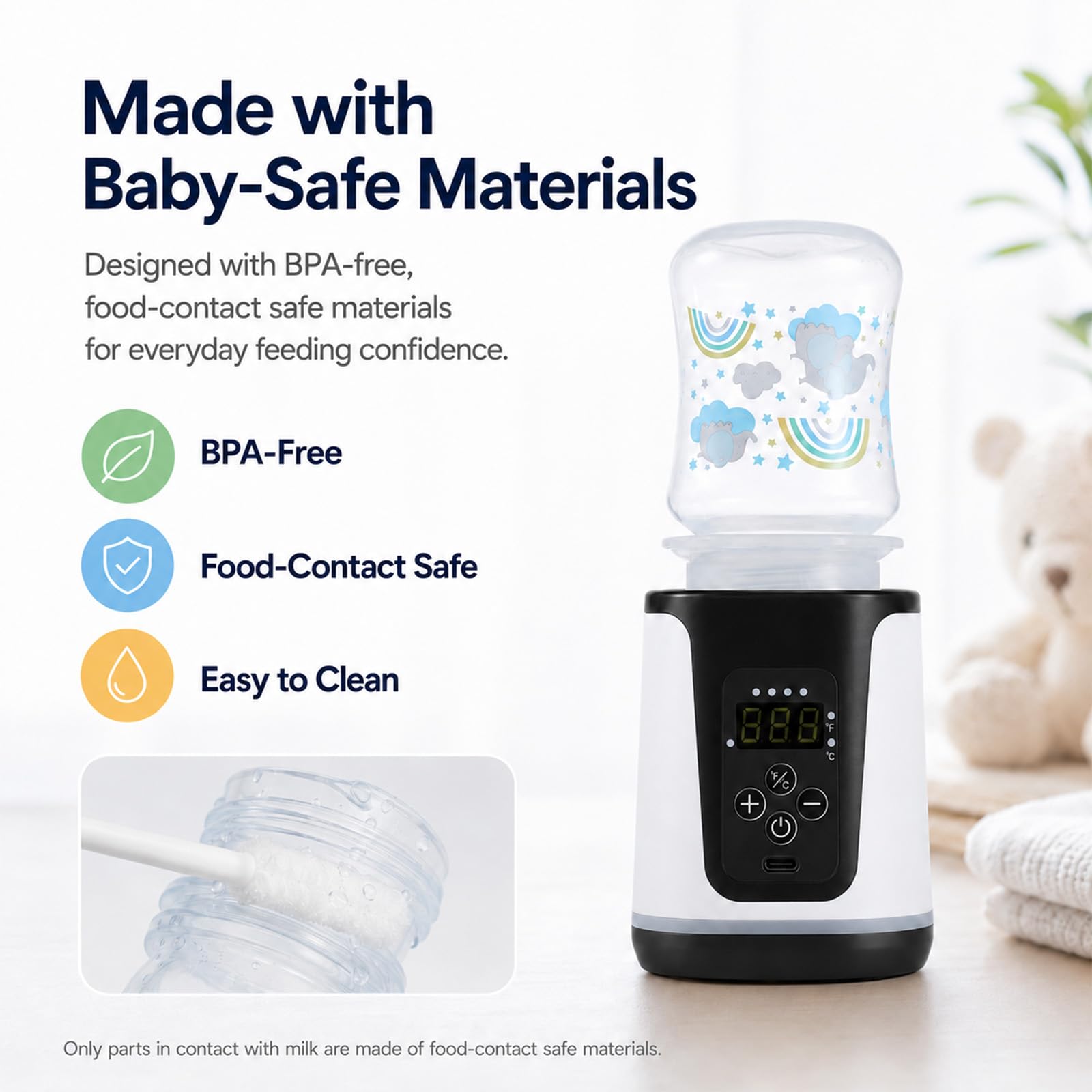Chauffe-biberon portable – Deux modes de chauffage pour le lait maternel et l'eau de préparation, jusqu'à 15 réchauffements en déplacement, chauffage rapide sans fil, écran LED intelligent température