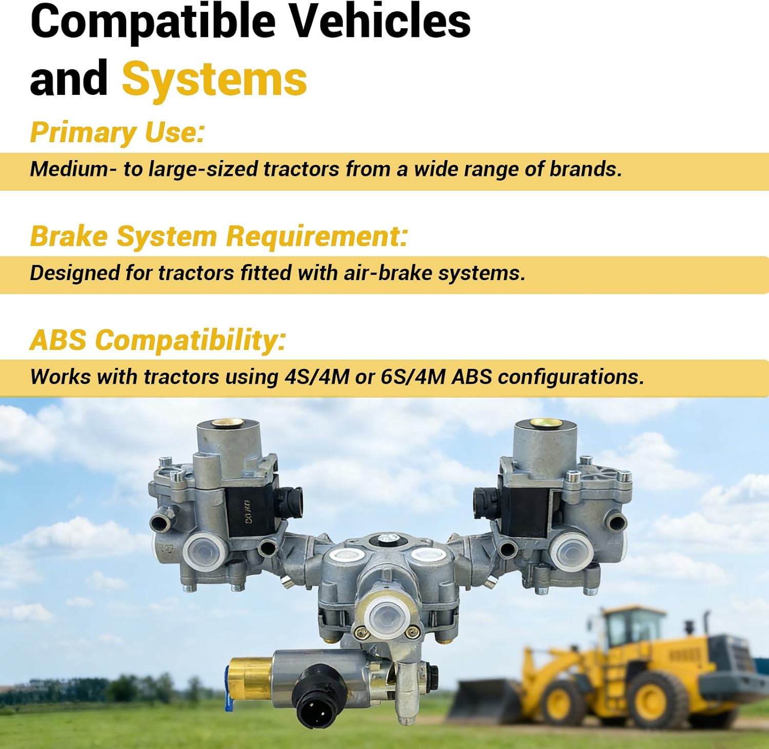 Rear ABS Valve & Electronic Control Unit Assembly, Compatible with Wabco S4725002230 4725002230, ABS Valve Modulator fit for Tractor 4S / 4M 6S / 4M