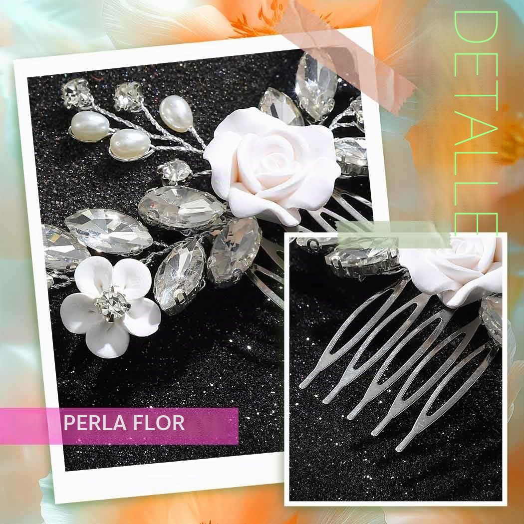 Peineta de novia, adorno para el pelo de plata con flores, cristal, tocado para mujeres y niñas