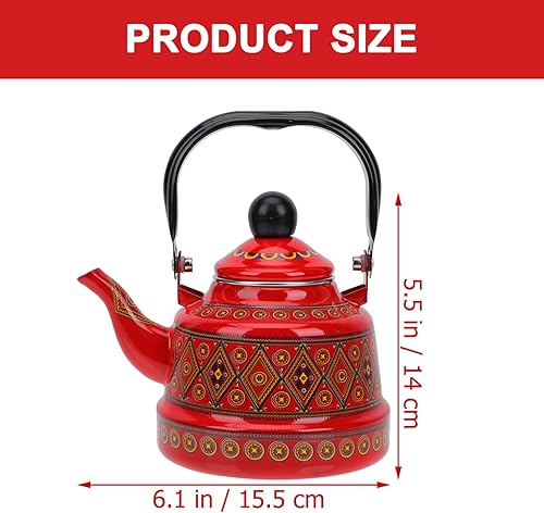 Miniatura 2 de Cabilock Hervidor de té con silbato esmaltado con mango de acero inoxidable, tetera esmaltada floral colorida para estufa, juego de té de hojas de