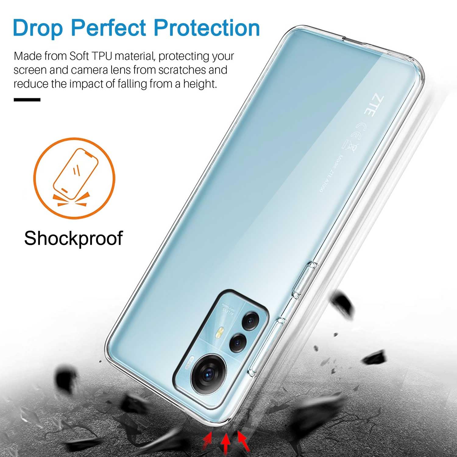 Kit Protezione Per ZTE Blade A72s – Cover In Silicone Trasparente + 2 Vetri Temperati + Supporto – Antigraffio E Antiscivolo - 2