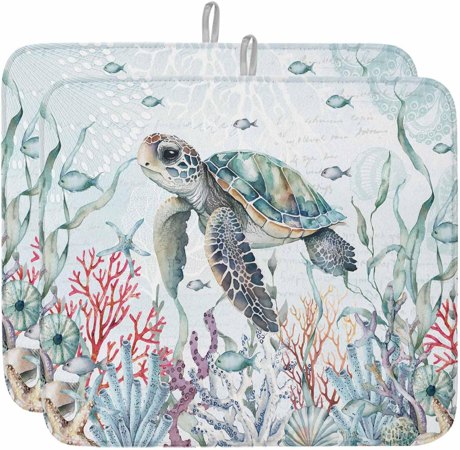 Huotupsine Sea Turtle Dish Drying Mat for Kitchen Counter
