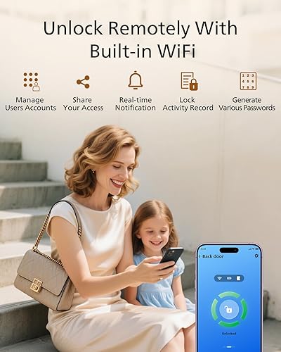 Miniatura 3 de Philips Cerradura de puerta Wi-Fi, cerradura inteligente WiFi, cerrojo de entrada sin llave para puerta delantera, compatible con Alexa y Google