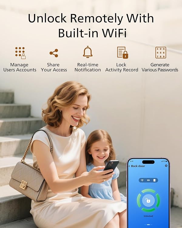 Philips WiFi Smart Lock, WiFi Lock Deadbolt, keypad deadbolt keyless Entry Door Lock for Front Door, Auto Locking by PHILIPS - Image 3