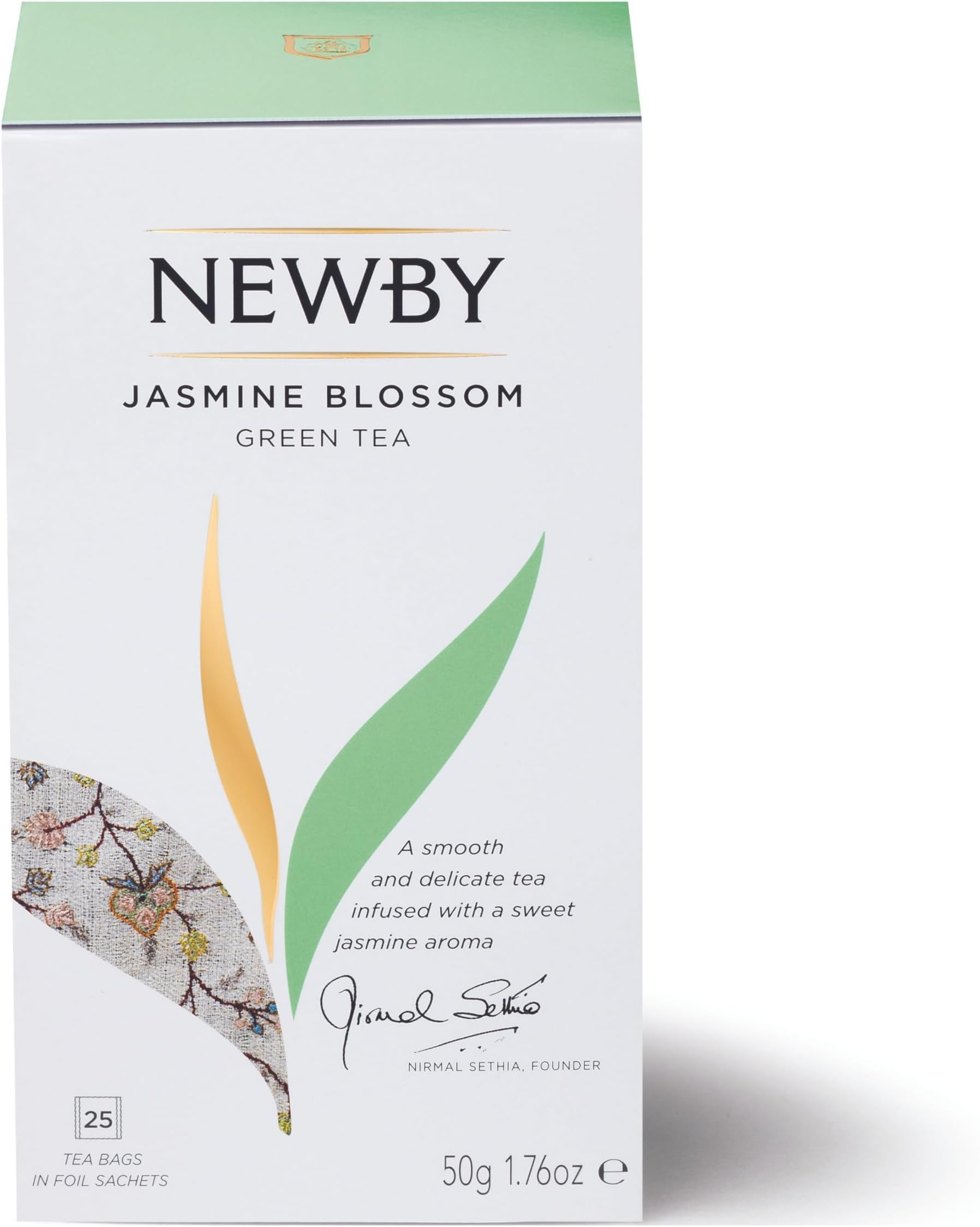 Jasmine Blossom Green Tea Bags | 25 Counts | Time-Honoured Blending Process Green Tea Leaves & Naturally Scented with Night-Flowering Jasmine | Floral Aroma & Sweet Delicate Flavour | 50 gm