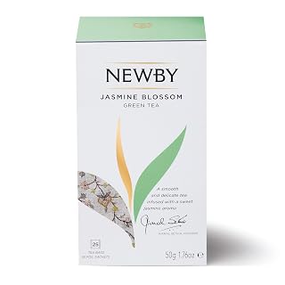 Newby Jasmine Blossom Green Tea Bags | 25 Counts | Time-Honoured Blending Process Green Tea Leaves & Naturally Scented with Night-Flowering Jasmine | Floral Aroma & Sweet Delicate Flavour | 50 gm