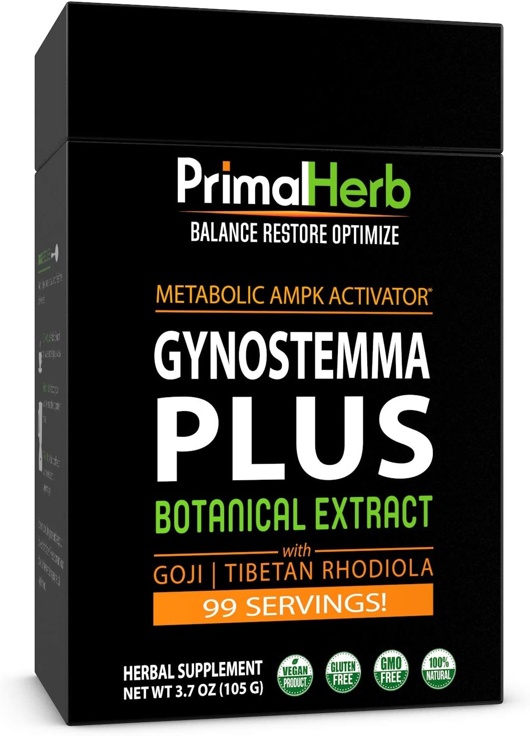 Gynostemma Plus Jiaogulan Extract Powder | AMPK Metabolic Activator - with Tibetan Rhodiola & Goji Berry | - 99 Servings - Includes Bamboo Spoon