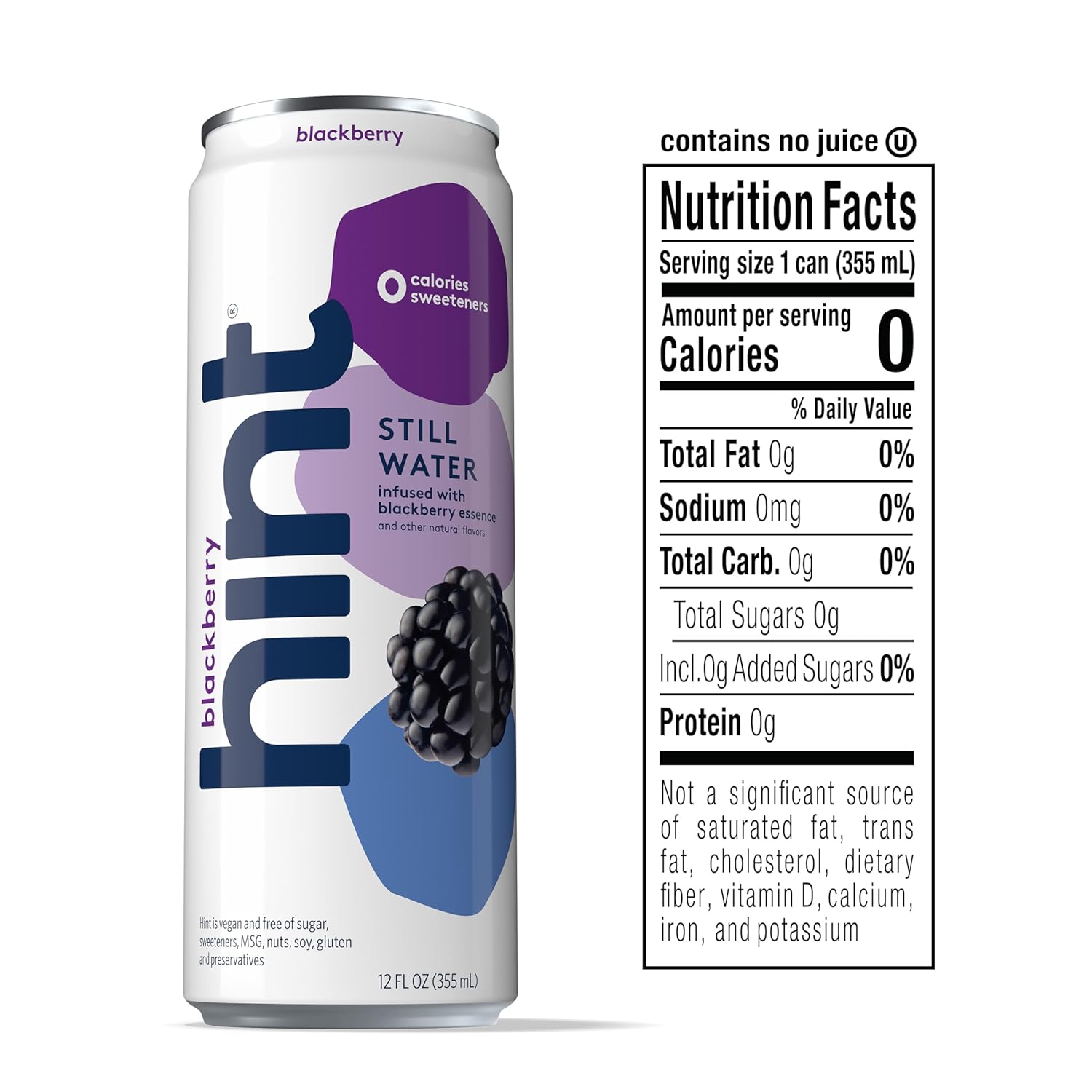 Hint Fruit-Infused Canned Water, Blackberry - Purified Flavored Water with Zero Calories, Natural Flavors, and Sugar Free - 12 Fl Oz Cans (Pack of 24)
