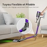 Circlio Aspirateur Balai sans Fil 600W/58000Pa/75min, Aspirateur sans Fil Puissant avec Tuyau Extensible 1m Désenfileur de Poils d'animal, Tube Pliable, pour Tapis, Poils Animaux, Sol Dur et Voiture - 5