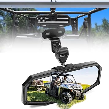 Rear View Mirror, UTV Mirror Dual Compatible with CFMOTO UFORCE 1000/1000 XL & Polaris Ranger 500 570 900 XP 1000 XP/Crew 2017-2025, Adjustable Detachable Bracket System, Patent-Pending Flag Design