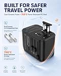 Universal Travel Adapter European Plug Adaptateur Prise Europe Canada Voltage Converter 220v to 110v Power International Accessories Smart UK Essentials Type C G Worldwide (Black)