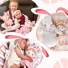 OUOZZZ 12.6 Soft Baby Doll Toys for 1 + Year Old Girl Gifts - Easter Gifts Bunny Plush for Kids Easter Toys Decorations Basket Stuffers for Toddlers Infants