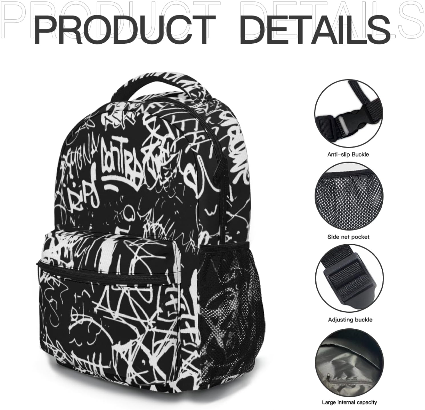 Funny Graffiti Art Backpack, Laptop Backpack with Multiple Pockets for Adult Hiking Travel Work 17 Inch