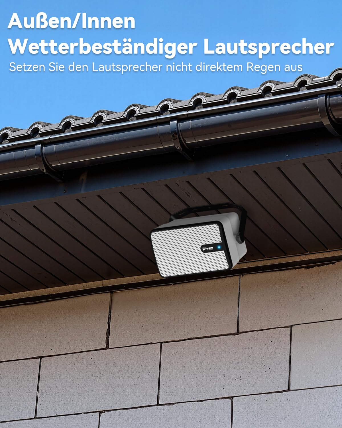 250W Outdoor Bluetooth-Lautsprecher, Drahtlose Synchronisation zwischen Lautsprechern, Wandmontage für Terrasse, Veranda, Pavillon, Garage, 2er-Pack(MZ-632)