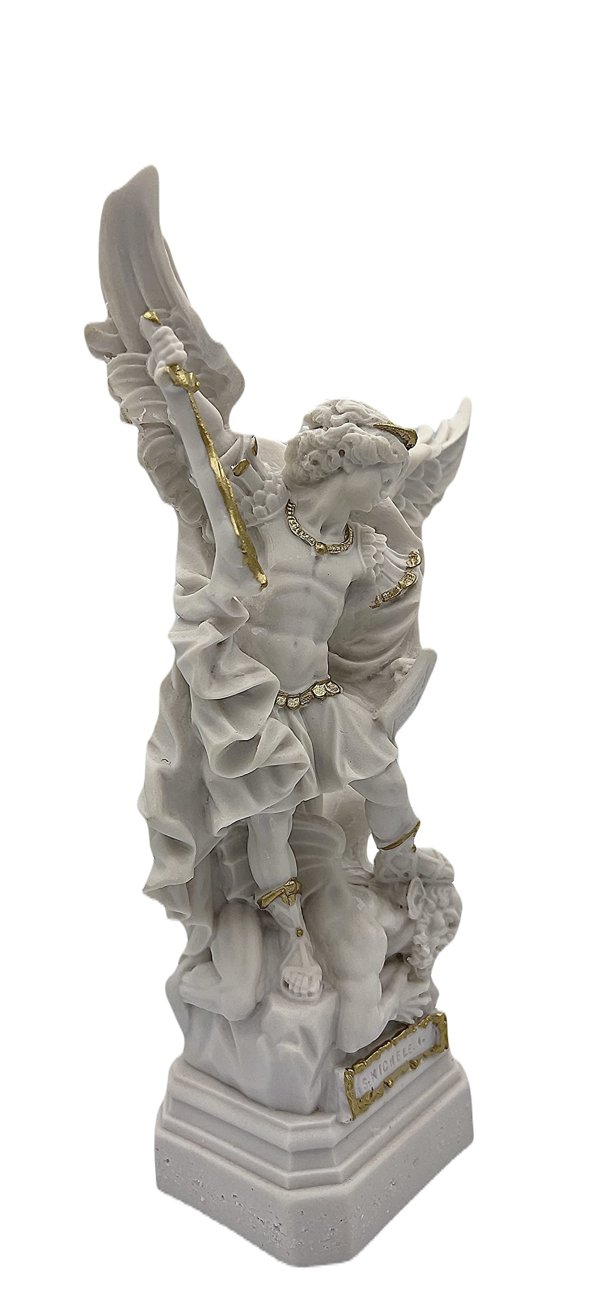 Statua San Michele Arcangelo In Resina 13 Cm - Bianca, Realizzata A Mano | Per Devozione O Collezione