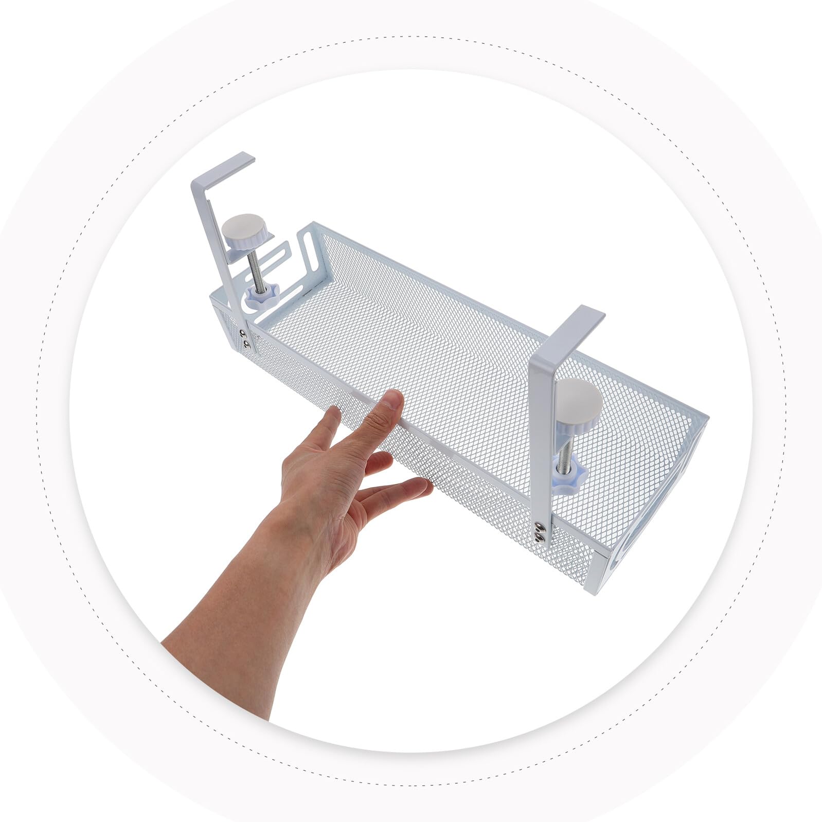 Kabelorganizer Metall Groß Weiß Kabelmanagement Ablage unter Schreibtisch Kabelhalter für Steckdosen Ladekabel Platzsparend Kippsicher Einfache Montage