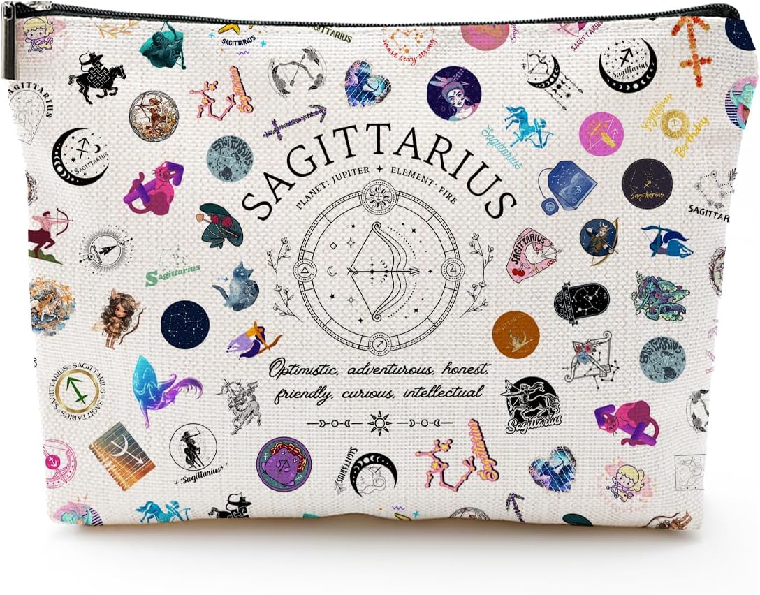 Sagittarius Gifts for Women, Sagittarius Zodiac Cosmetics Bag, Travel Makeup Bags, Sagittarius Birthday Gifts for Women & Astrology Lovers