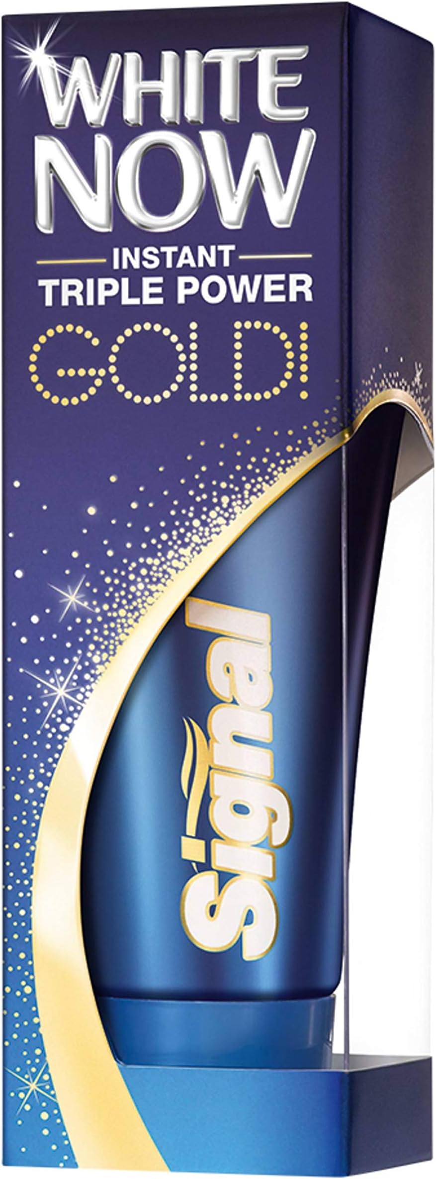 White Now Gold Triple Stain Removal Toothpaste, Clinically Proven Instant Teeth Whitening and Long Lasting Fresh Breath, Oral Care And Hygiene For A Healthy Mouth (50 ml Tube)