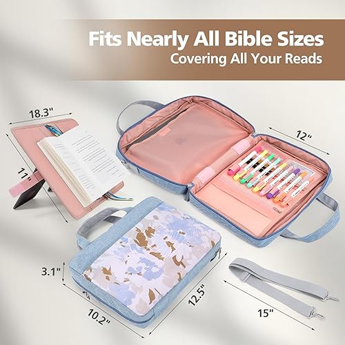 Miniatura 4 de Elegante funda para la Biblia para mujer, bolsa grande para la Biblia, funda de transporte para libros, bolsa protectora para la Biblia con asa