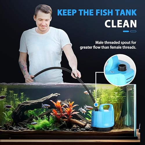Miniatura 5 de Bomba de agua sumergible de 1200 GPH de 115 W para tanque de peces grande de 140-300 galones, estanque, acuario, fuente, drenaje de piscina, sistema