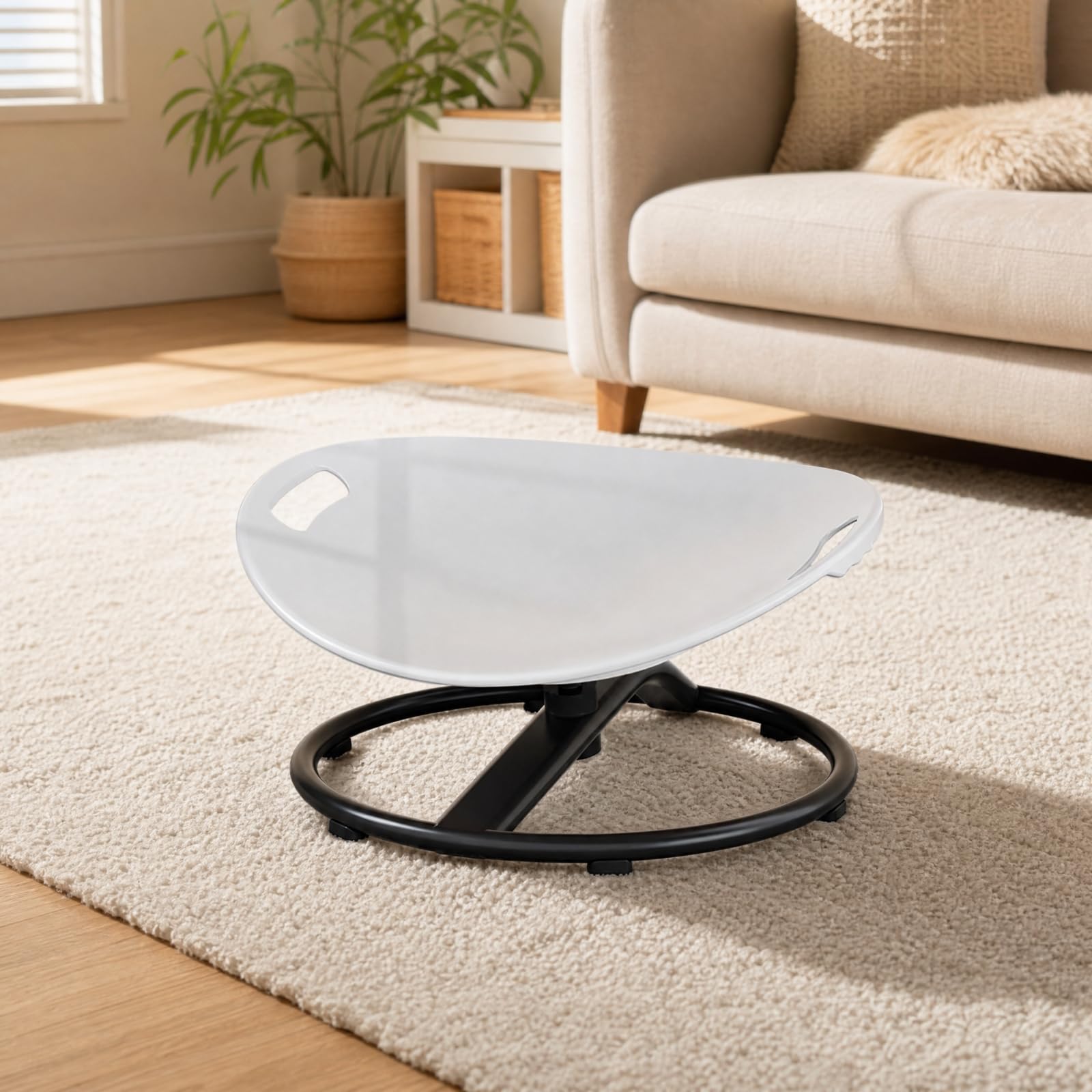 Chaise Développement Vestibulaire Circulaire Siège Trnant Poignées Intégrées Stable Siège Rotatif Base Antidérapante pr Enfants