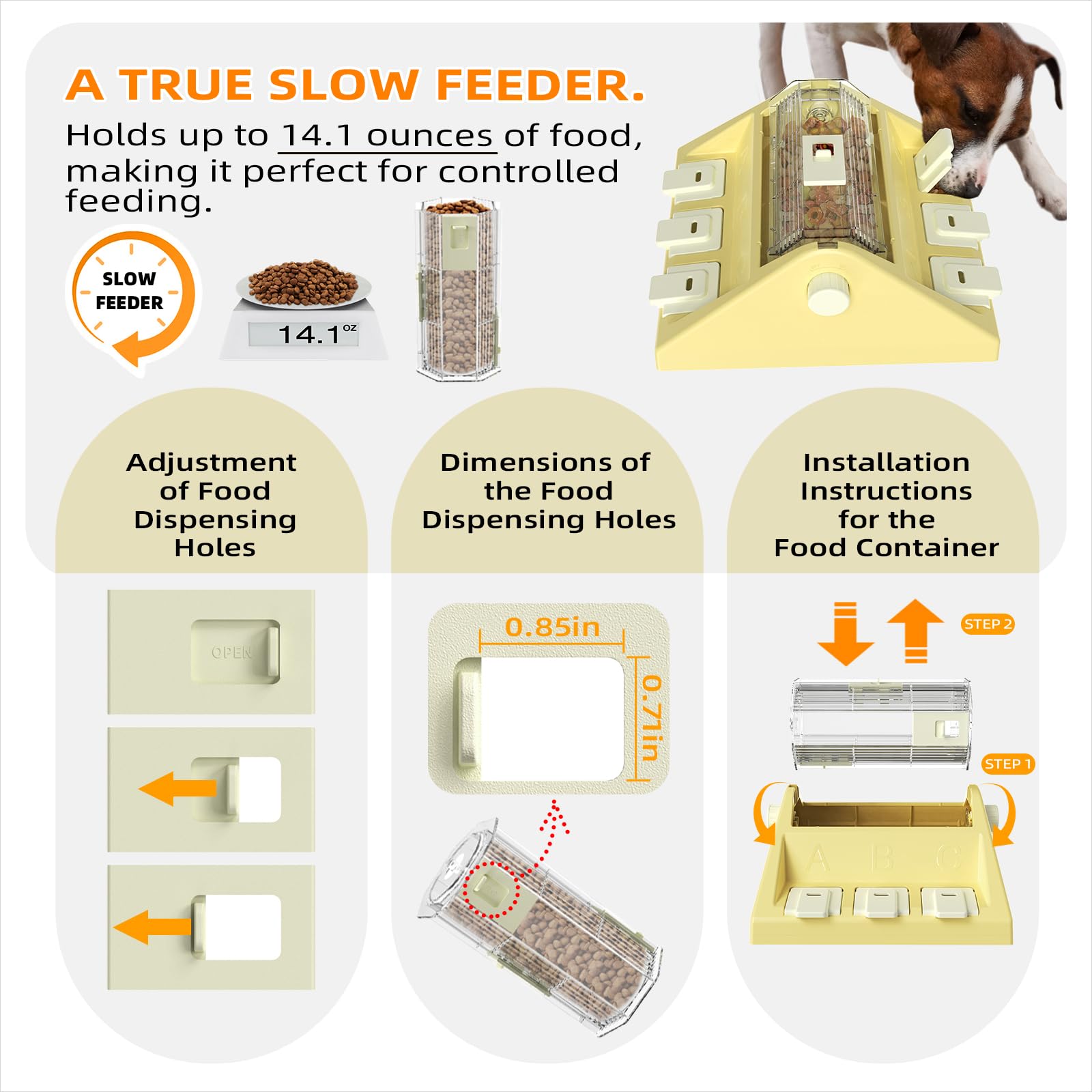KADTC Paw-Activated Rolling Treat Dispenser Dog Puzzle Toy, Level 2 in 1 Slow Feeder (396.9 g Capacity), Interaktive Futterspender für kleine/mittelgroße Hunde - Mentale Stimulation & gesunde