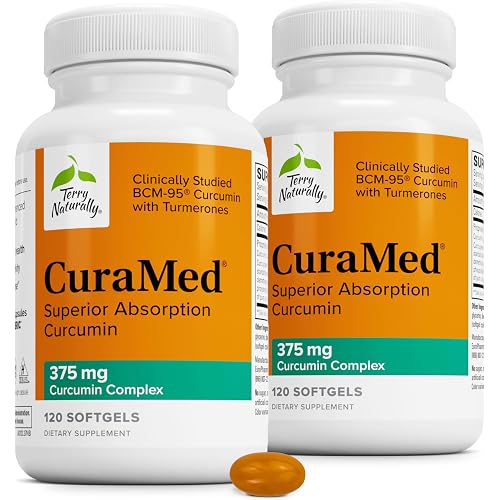Terry Naturally CuraMed 375 mg (2 Pack) - 120 Softgels - Superior Absorption BCM-95 Curcumin Supplement, Promotes Healthy Inflammation Response - Non-GMO, Gluten-Free, Halal - 120 Servings