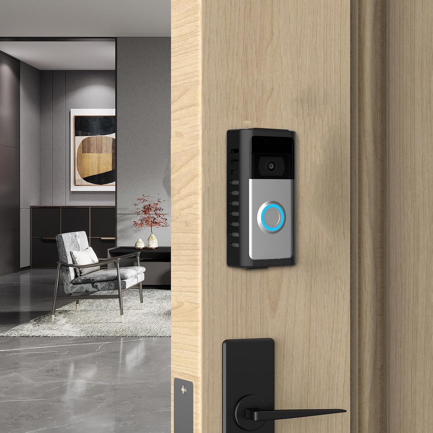No-Drill Doorbell Mount for Battery Video Doorbell 2/3/4/(2020 Release)/(2024 Release)/Plus/Pro, Adhesive Steel Metal Doorbell Mounting Bracket Accessories for Apartment, Home, Business