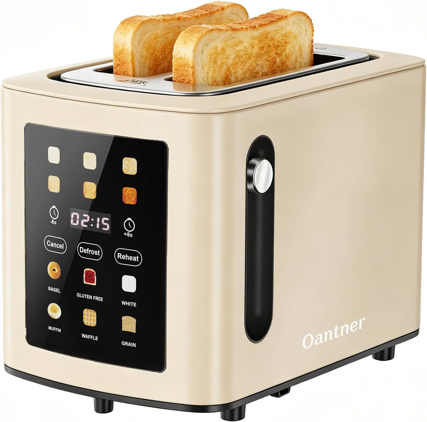 2 Slice Toaster Touchscreen Stainless Steel, Cream Beige