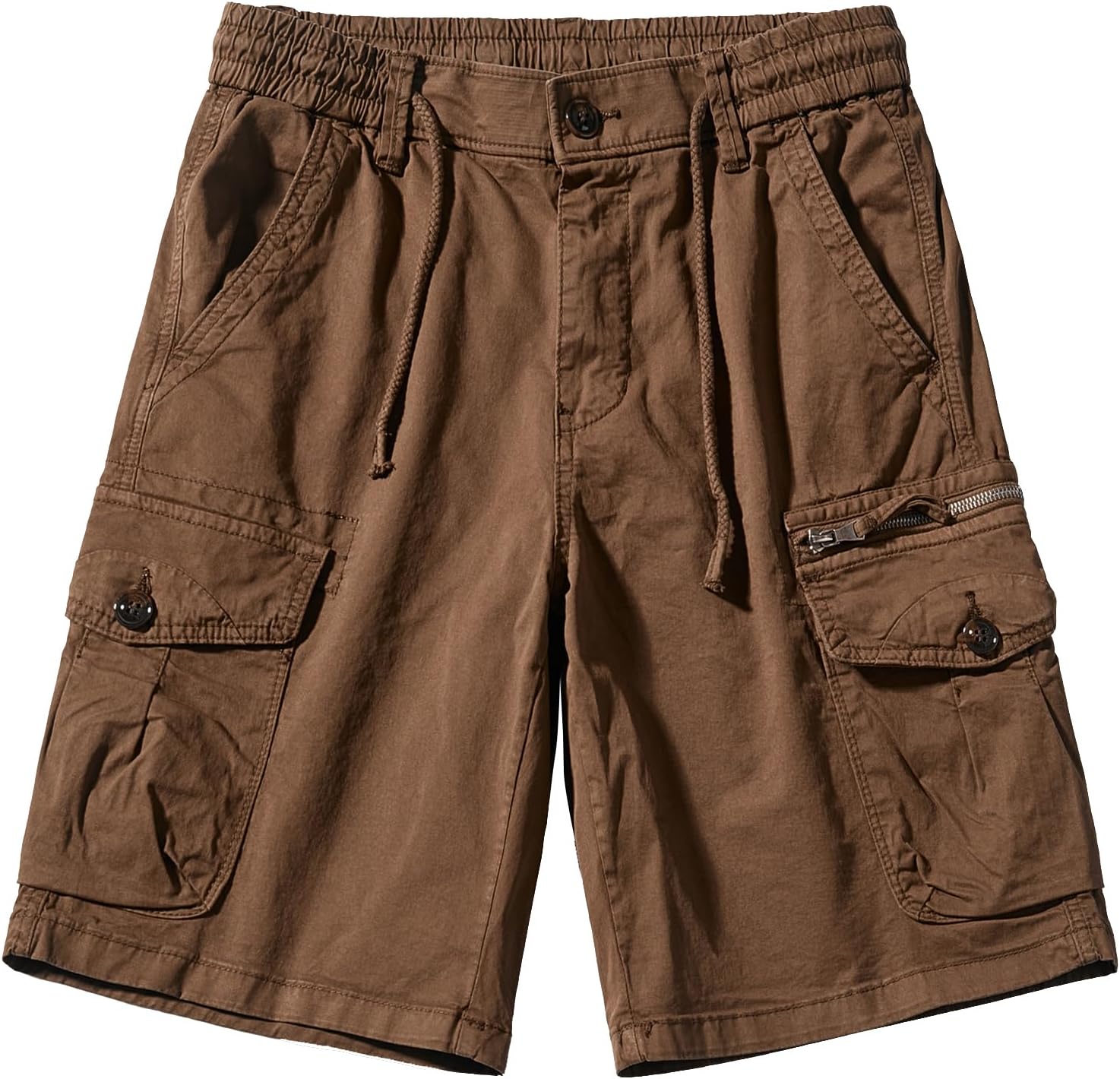 Men's Cargo Shorts Workwear Multi Pocket Shorts Elastic Belt Loose Casual Shorts