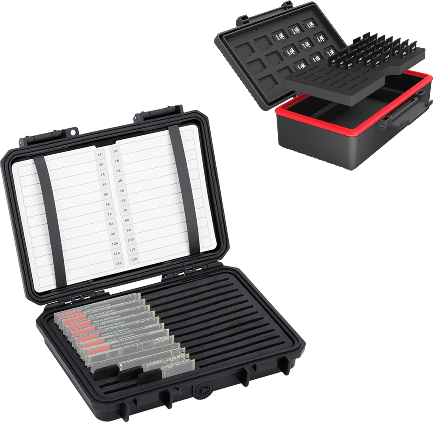 TF Card Case + SSD Card Case：TF Memory Card Case with M.2 NVMe SSD Card Case