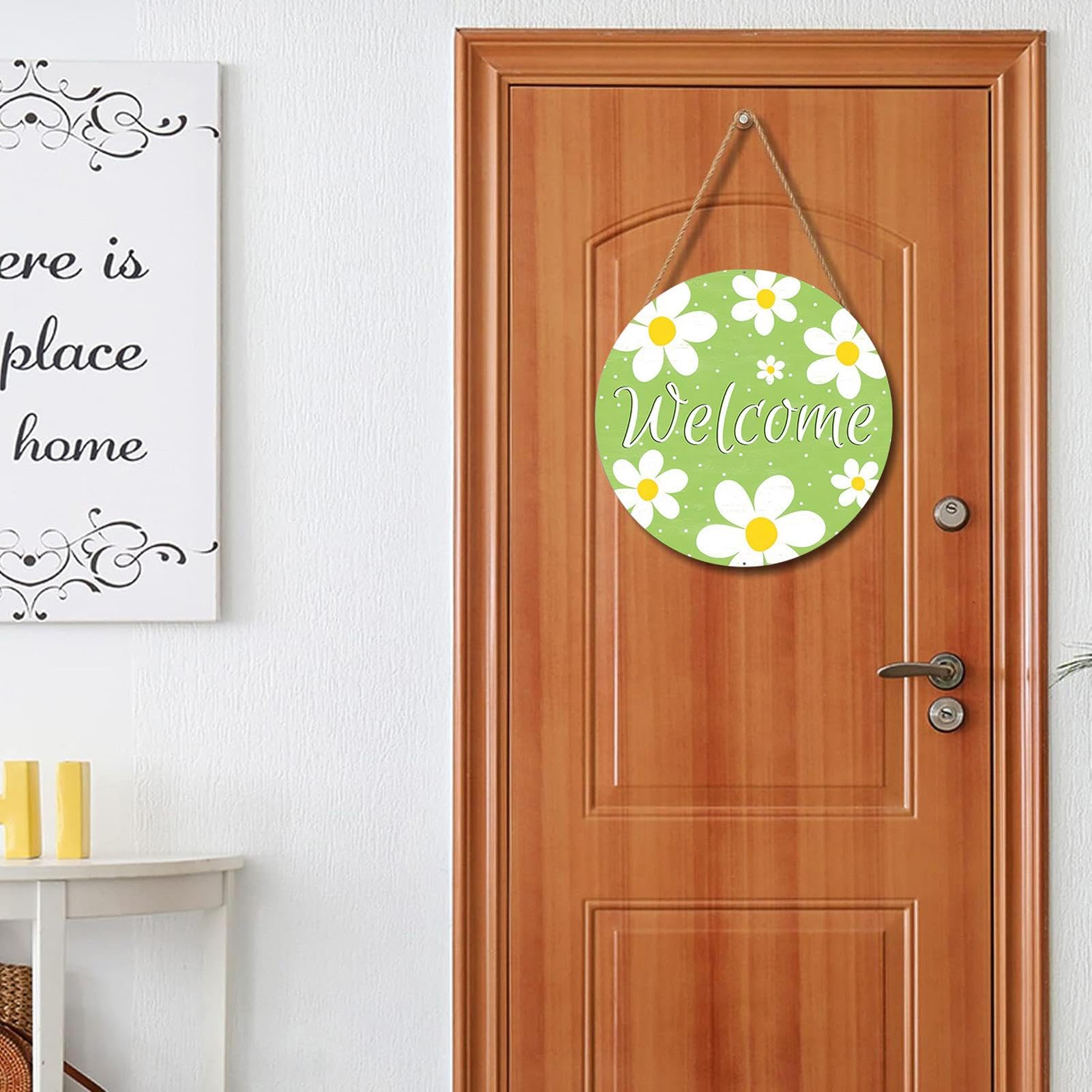Cartello di benvenuto per porta principale, 30 cm in legno con