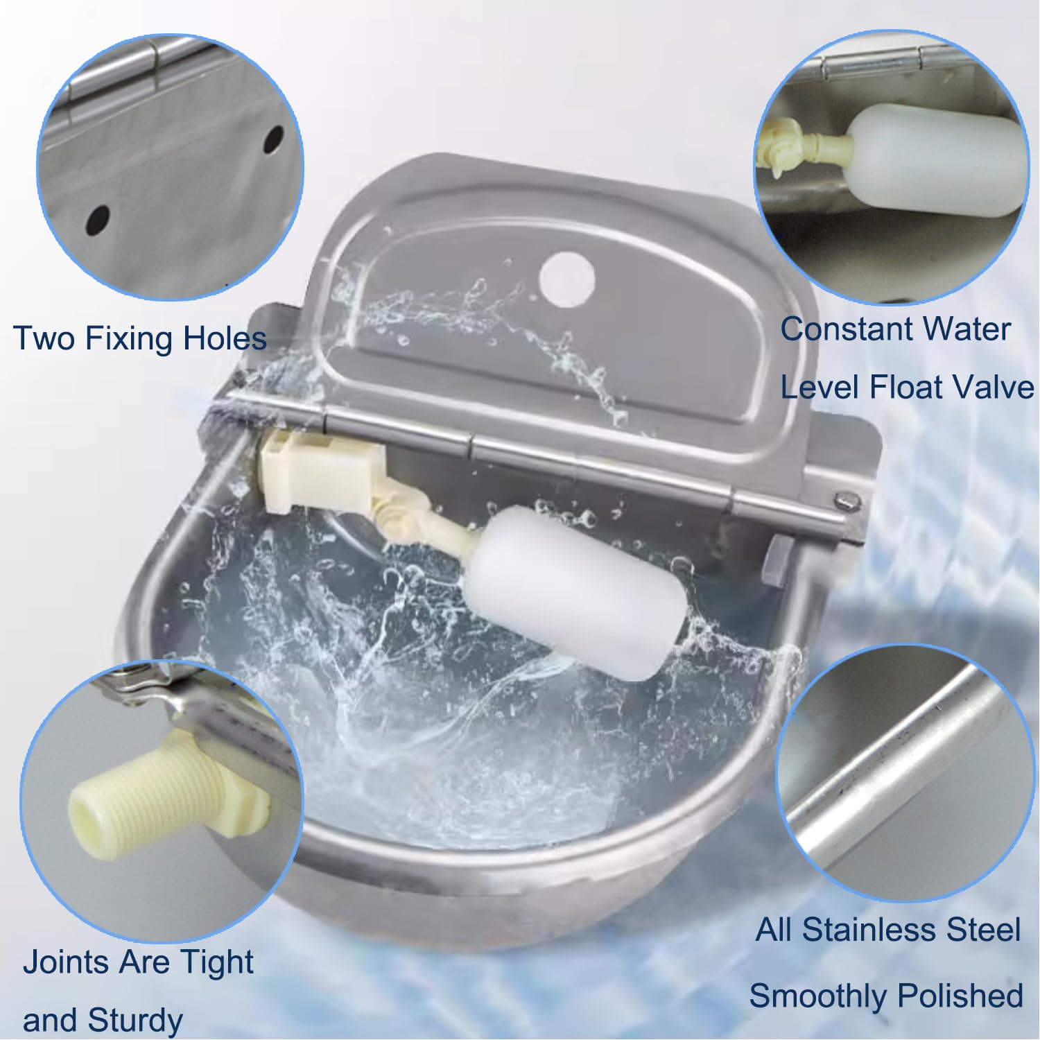 Dispensador automático de cuenco de agua para perro, acero inoxidable 304, para exteriores, cuenco automático de agua potable para animales, aves de corral, kit de cuenco de agua potable para ganado