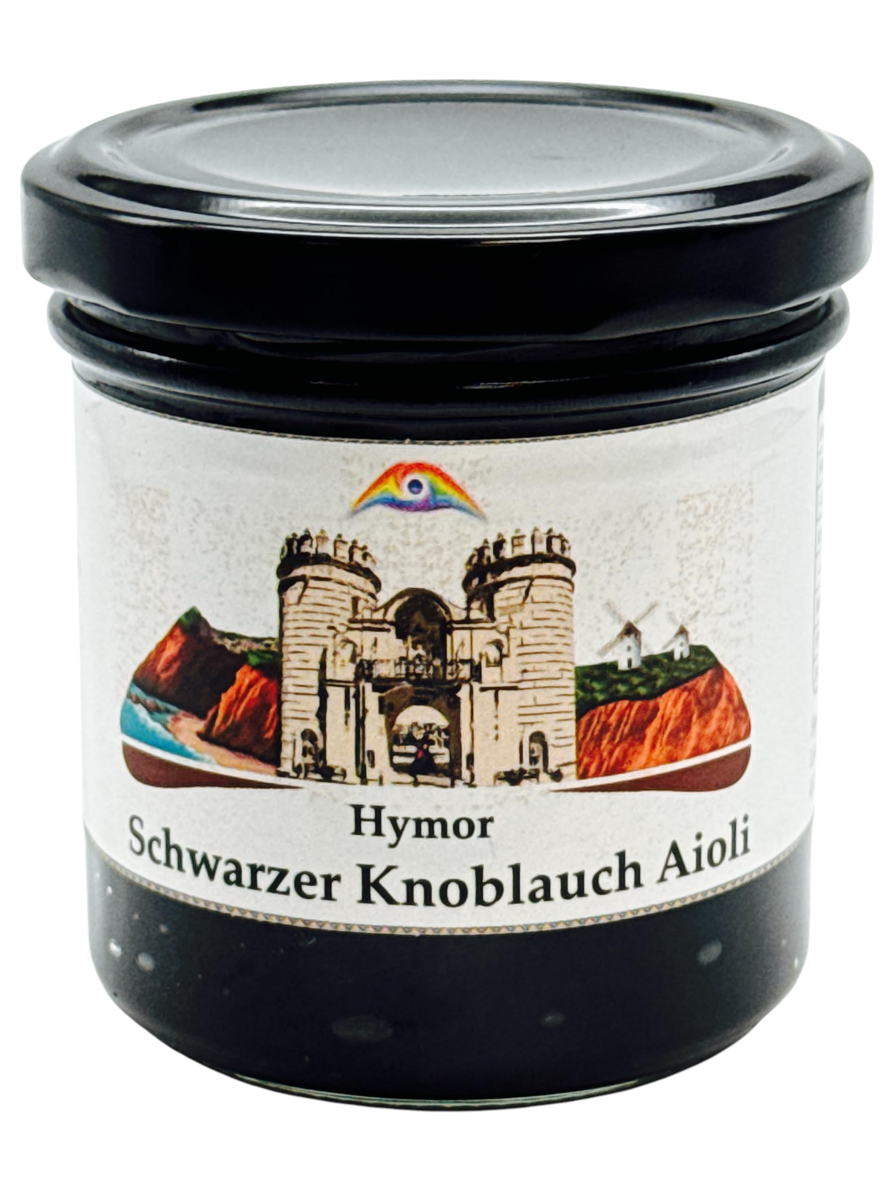 Hymor Schwarzer Knoblauch Aioli - 4x 135g Glas - Cremige Knoblauch-Creme | spanischer Knoblauch-Dip | Perfekt als Dip, Brotaufstrich & zum Verfeinern von Gerichten