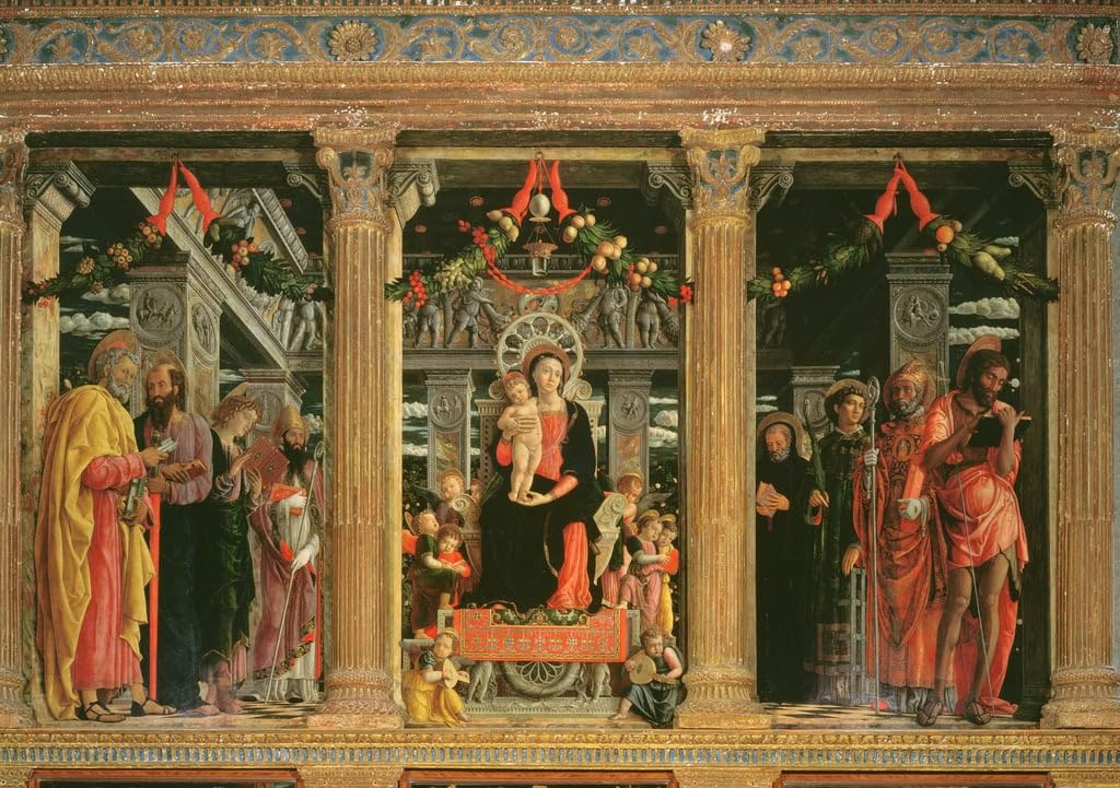 MHFFDYIV Famous Painting Classic Picture Canvas Picture Altarpiece of St Zeno of Verona by Andrea Mantegna Mural Art for Living Room Decor 60x90cm