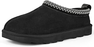 ATHMLIE Mens Slippers Tasman House Slippers for Men Short Ankle Mini Suede Boots for Outdoor Indoor Non Slip Thin Sole Warm Fur Lined