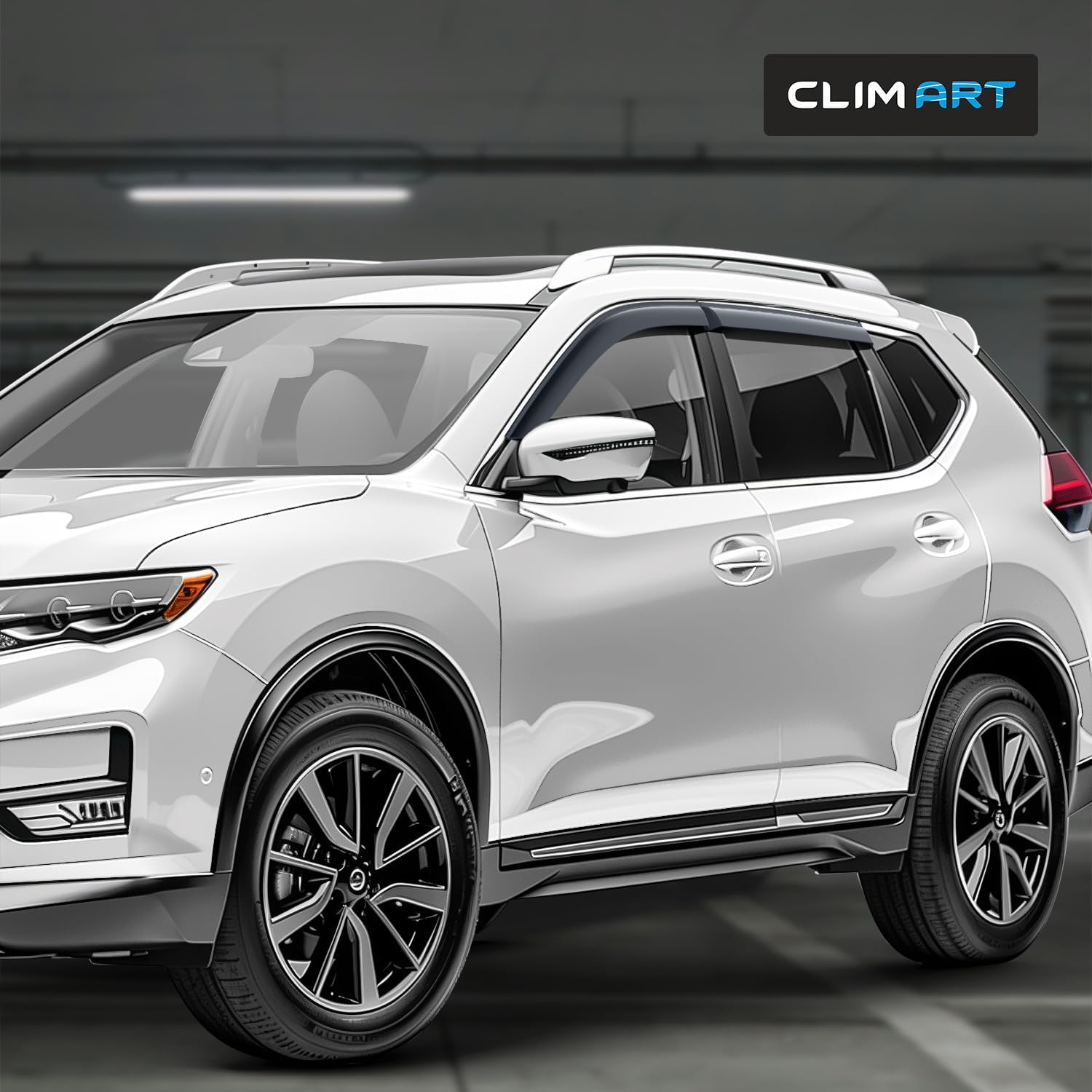 CLIM ART Incredibly Durable Rain Guards for Nissan Rogue 2014-2020, Original Tape-on Window Deflectors, Vent Deflector, Vent Window Visors for Cars, Dark Smoke, Car Accessories, 4 pcs. - 414156