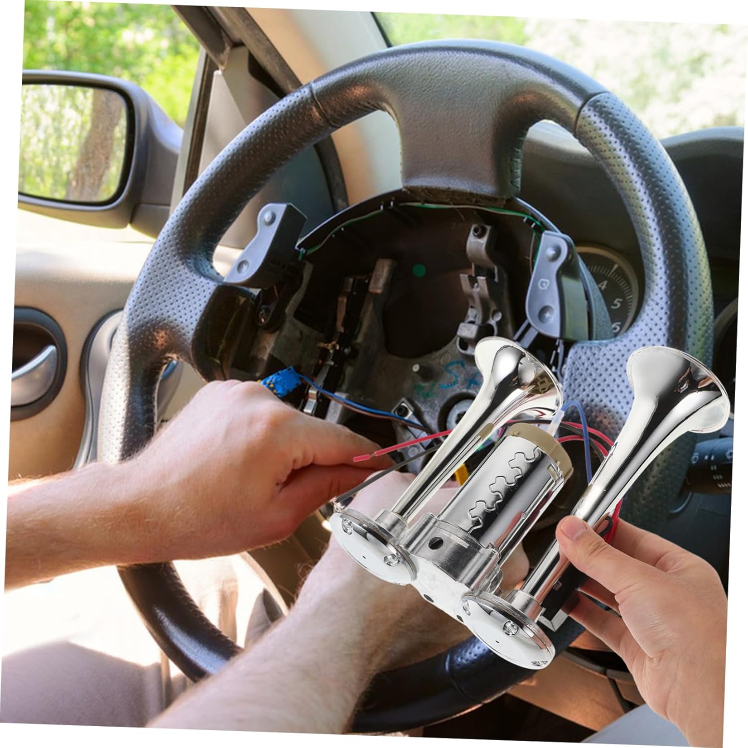 HEALLILY 135db Compressed Air Horn Dual Trumpets for Car Truck Boat Motorcycle Kit