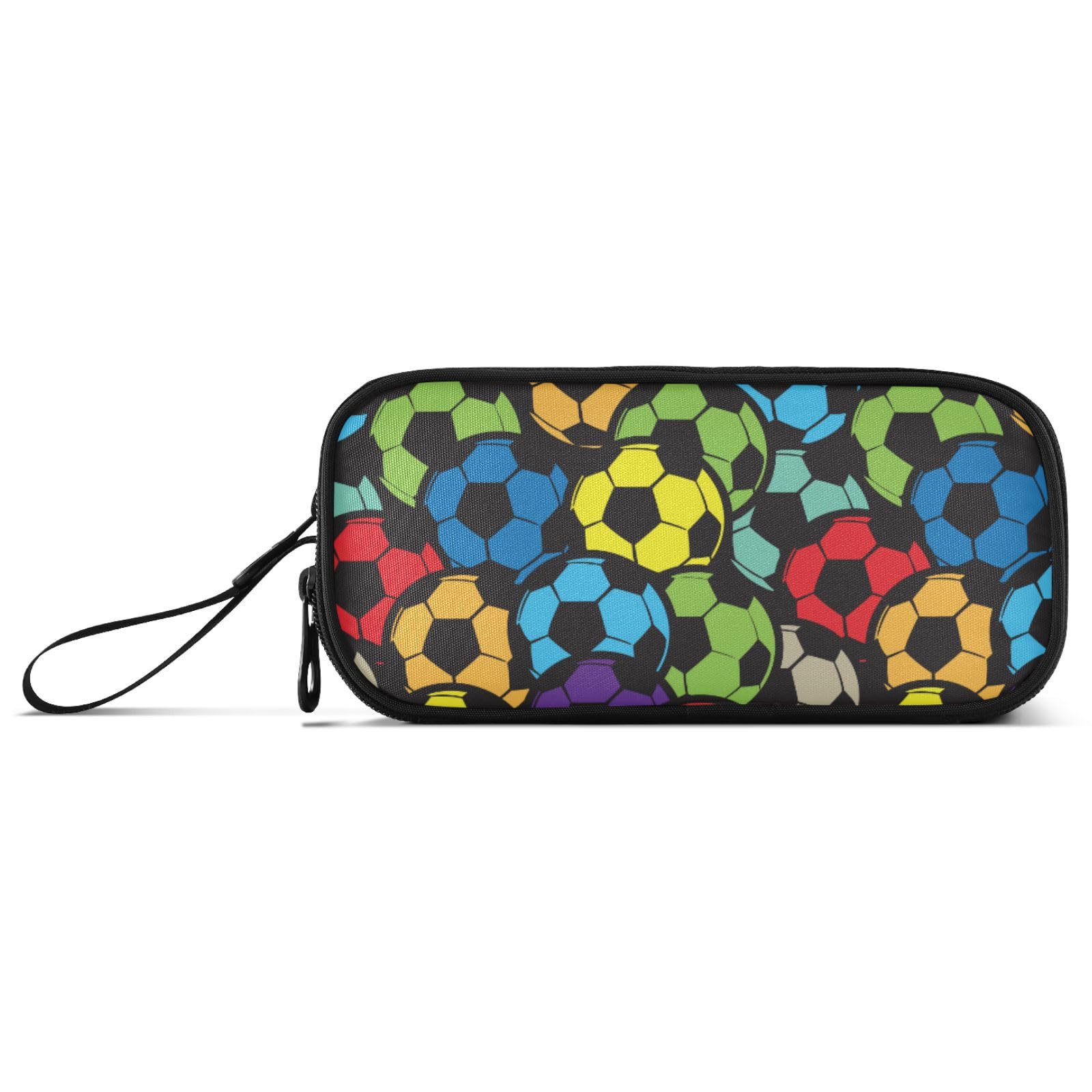 Large Pencil Case, Big Capacity Pencil Bag Pen Pouch Holder 3 Compartments, Football Pattern School Office Supplies Stationery Makeup Bag Storage Organizer for Students Girls Boys Women โ image 1