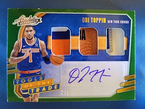 Obi Toppin 2020-21 PANINI ABSOLUTE "TOTT" RC PATCH AUTO #D 25 NEW YORK KNICKS! - Basketball Cards