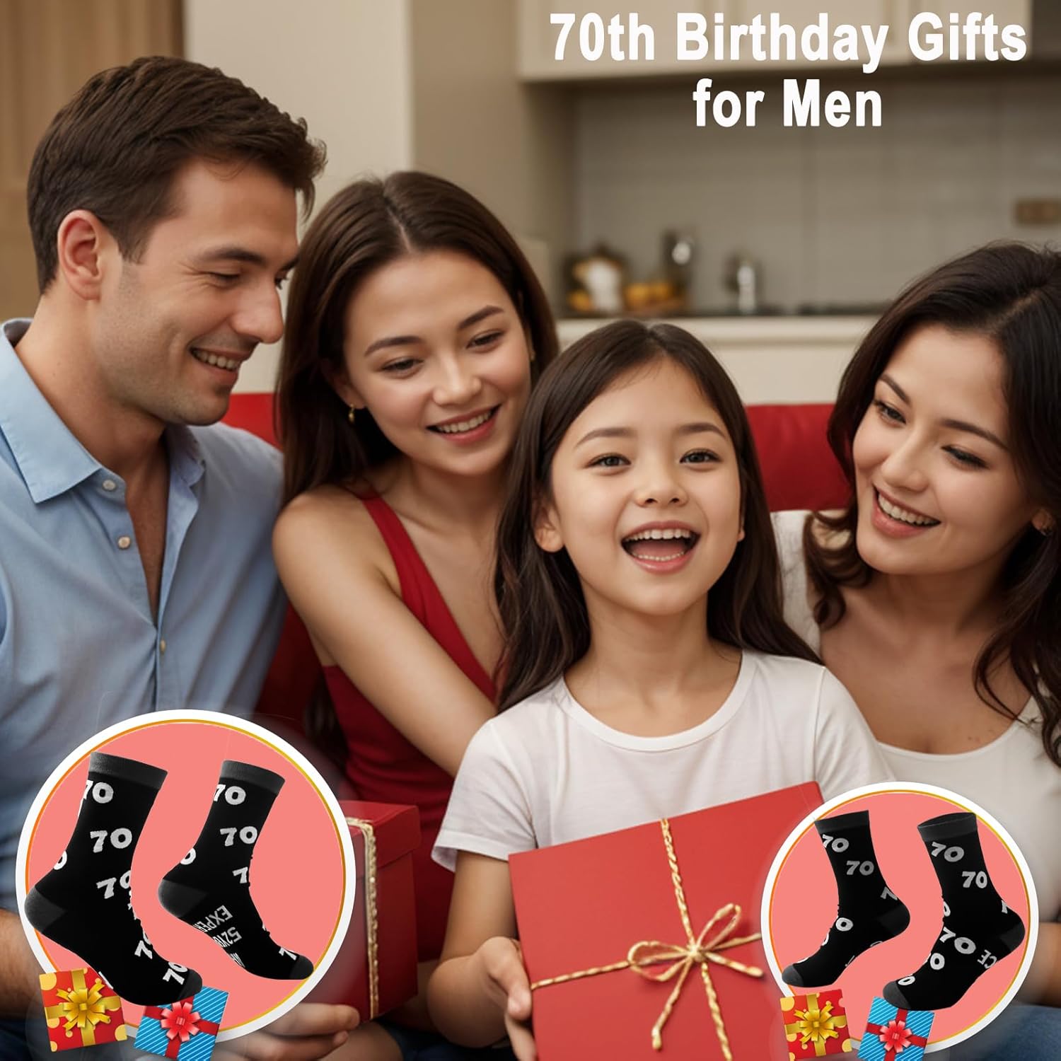 Stitched Novelty Funny Socks for Dad husband Father, 30th 40th 50th 60th 70th 80th 90th Birthday Gifts for Men - Image 2