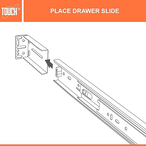 Vista 26 de TOUCH Diapositivas para cajones (6 pares, 12 pulgadas, 11.811 in) de extensión completa, rodamiento de bolas de montaje lateral, 3 pliegues, rieles