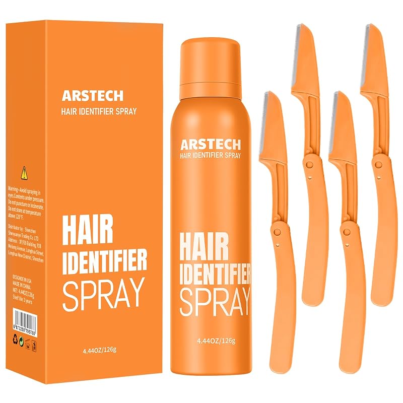Spray identificador de pelos para barbear facial com ferramenta de dermaplanagem arstech, laranja