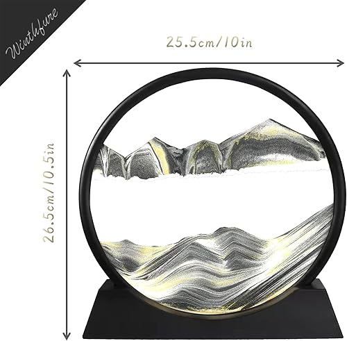 Miniatura 81 de Winthfure Arte de arena en movimiento, regalo de Navidad – Paisaje de arena de mar profundo 3D en marco de arena redonda de vidrio, juguetes de arte