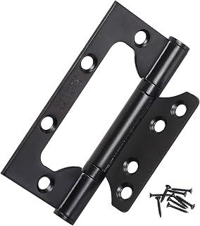 12 PCS 4 x 3 Inches Black Door Hinges, Non-Mortise Stainless Steel Door Hinges with Mounting Hardware, Brushed Surface