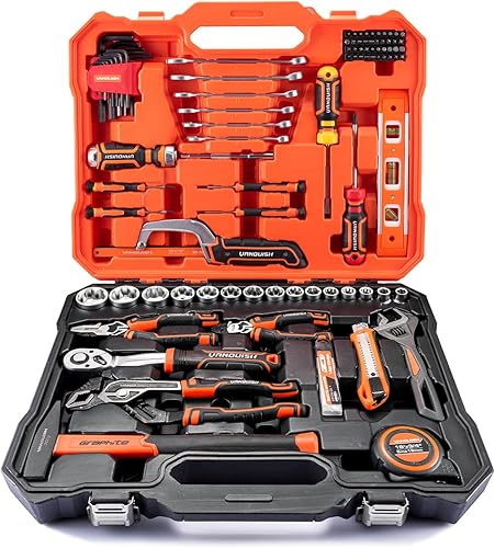 Vanquish Juego de herramientas de 102 piezas, kit de herramientas manuales para el hogar, esenciales para el hogar, juego de herramientas básicas de