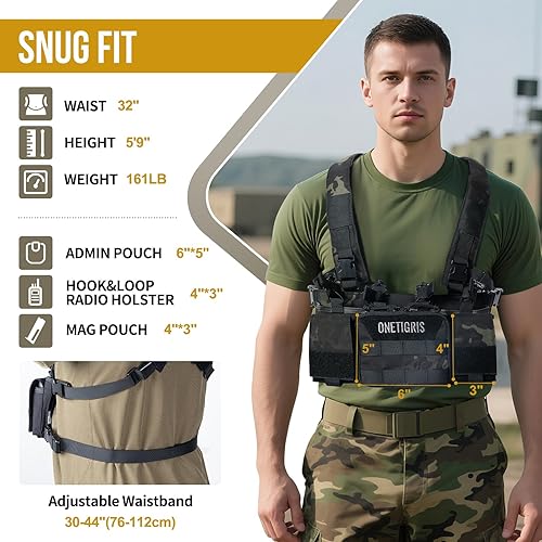 Miniatura 19 de ONETIGRIS Chest Rig, MOLLE Chest Rigs Tactical Chest Rig Dangler Pouch Utility Admin Pouch for Hunting Shooting Hiking Camocolor