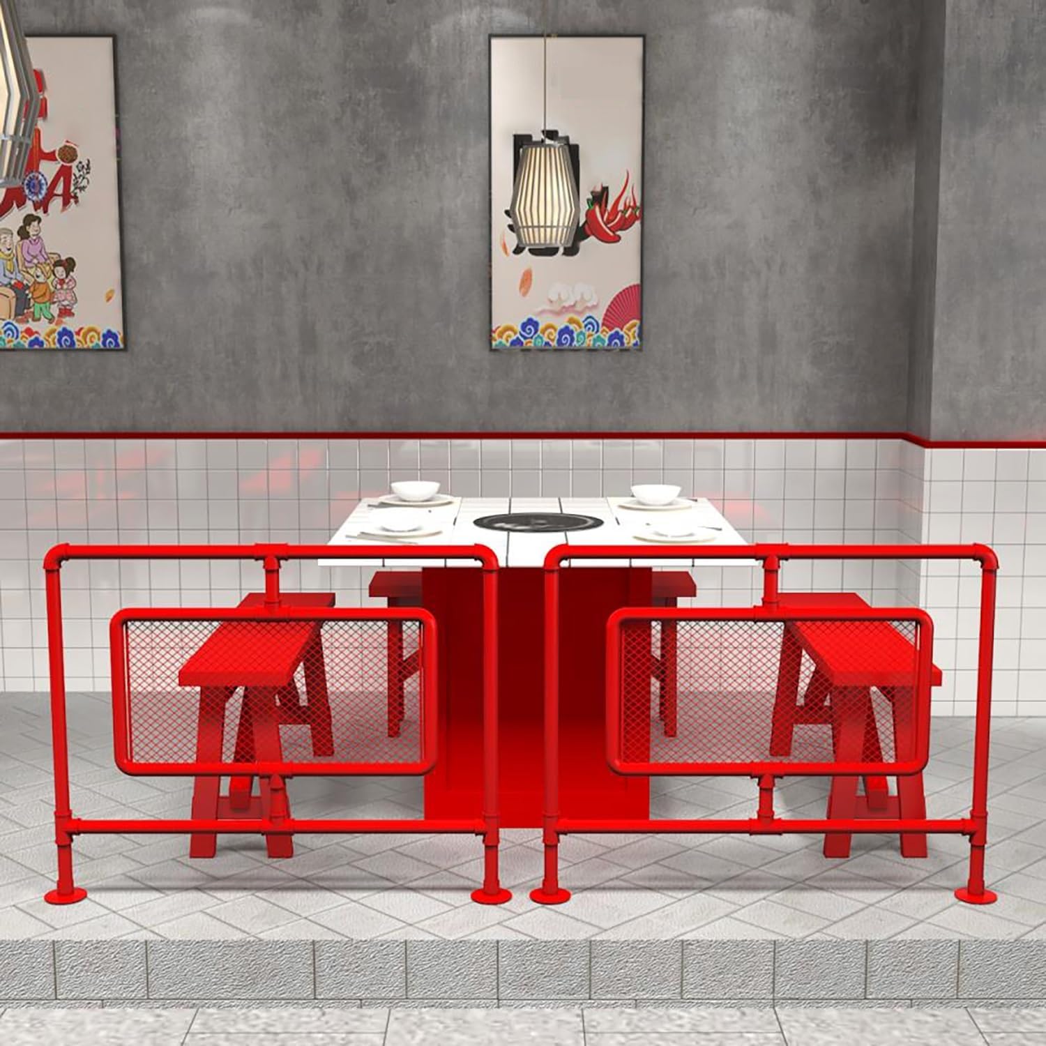 Restaurant Decorative Screen Translucent Privacy Screen Panel Metal Openwork Design Screen Partition forRestaurant Teahouse Hotel Bookstore.(39.39x47.24in)