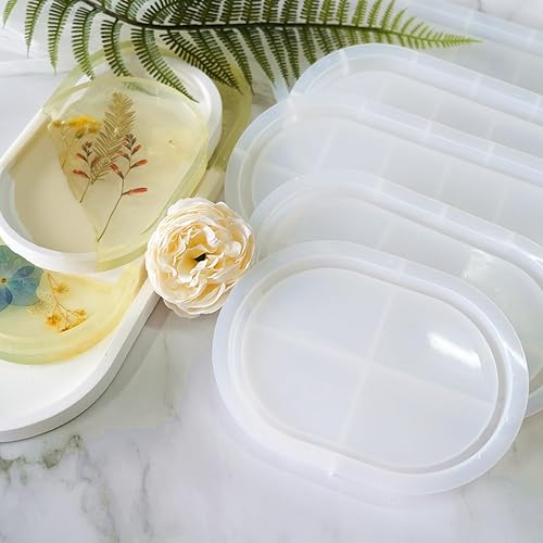 Miniatura 4 de Juego de 5 moldes ovalados de resina de 12 pulgadas, 10 pulgadas, 9 pulgadas, 7 pulgadas, 5.7 pulgadas para resina epoxi, soporte para joyas,