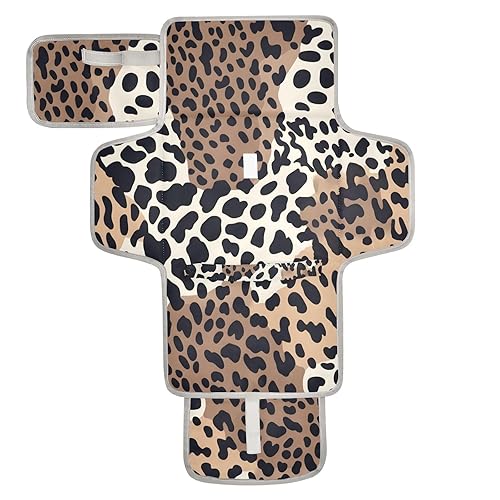 Cambiador de pañales portátil para bebé, impermeable, leopardo, retro, con estampado de guepardo, cambiador de pañales con bolsillo para toallitas